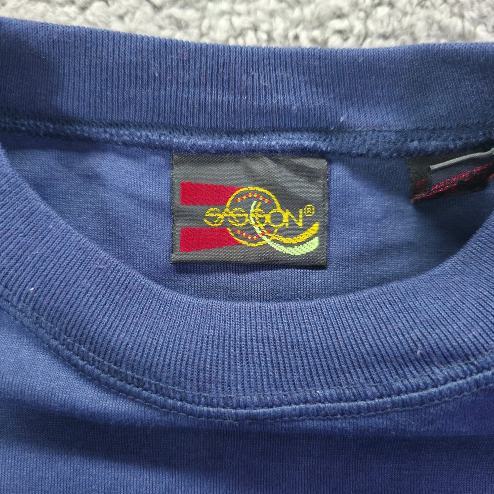 Vintage 1989 Sasson Kids Navy Blue Stripe T-Shirt and Shorts Set Size 7 NWT - Picture 5 of 11